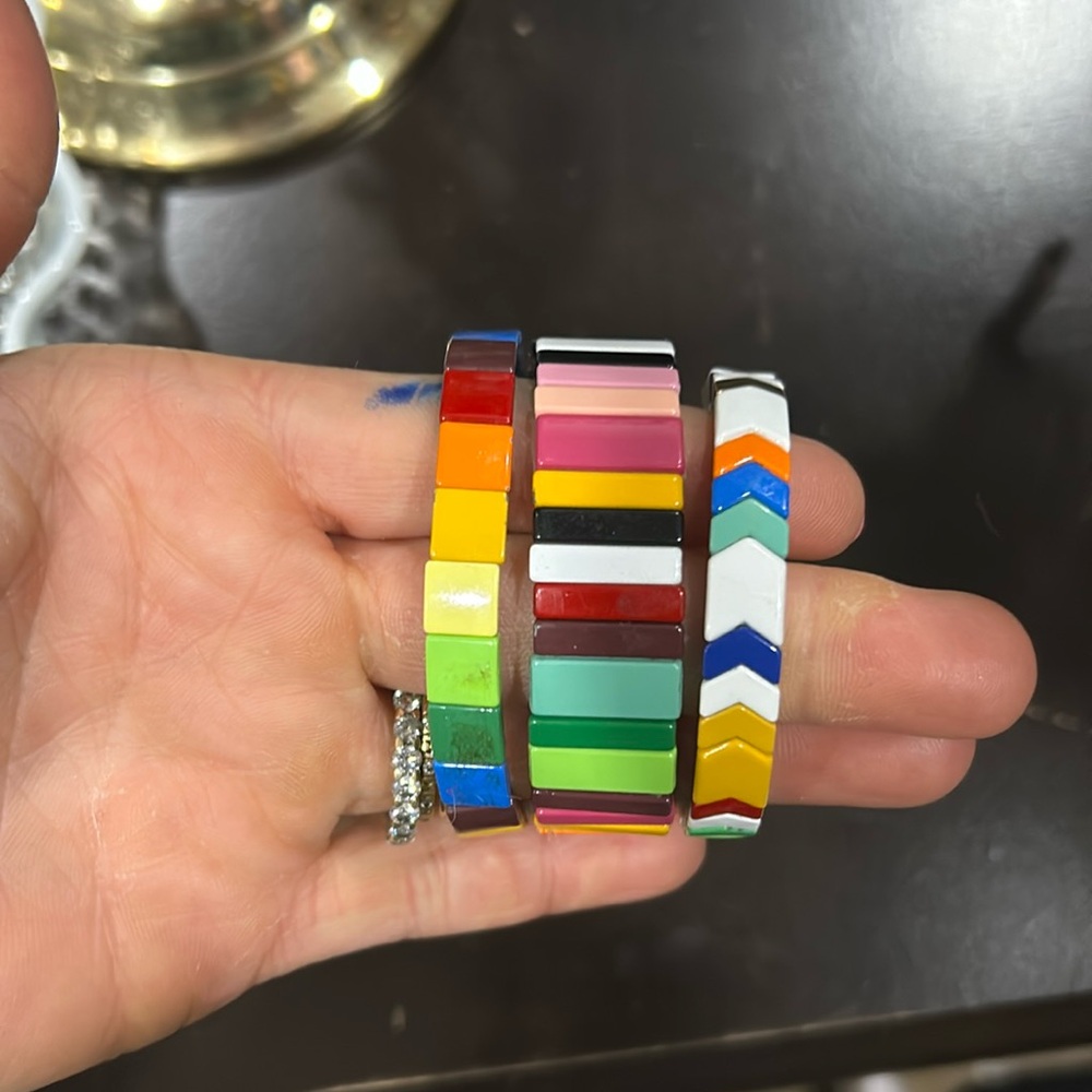 3 Colorful bracelets stack them!